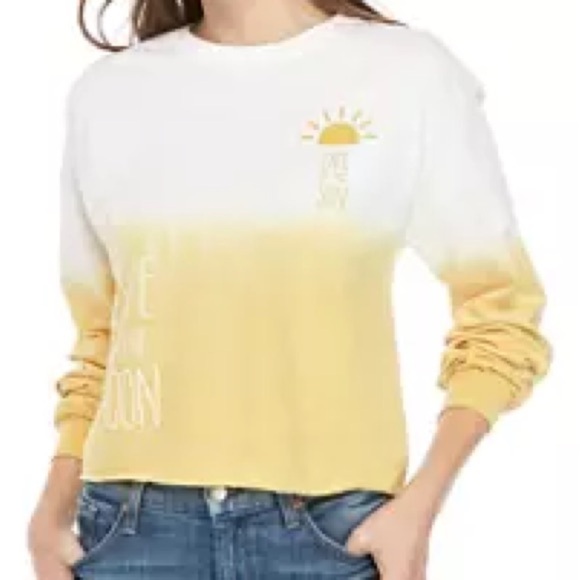 True Craft Long Sleeve Sun and Moon Ombré Graphic Rough Hem T-Shirt Size Large - Picture 1 of 6